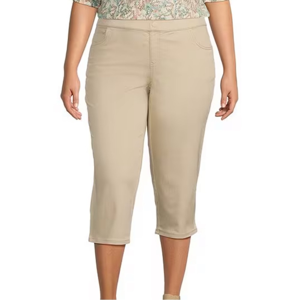 Intro. Love the fit Light Tan Stretch Capri Pants